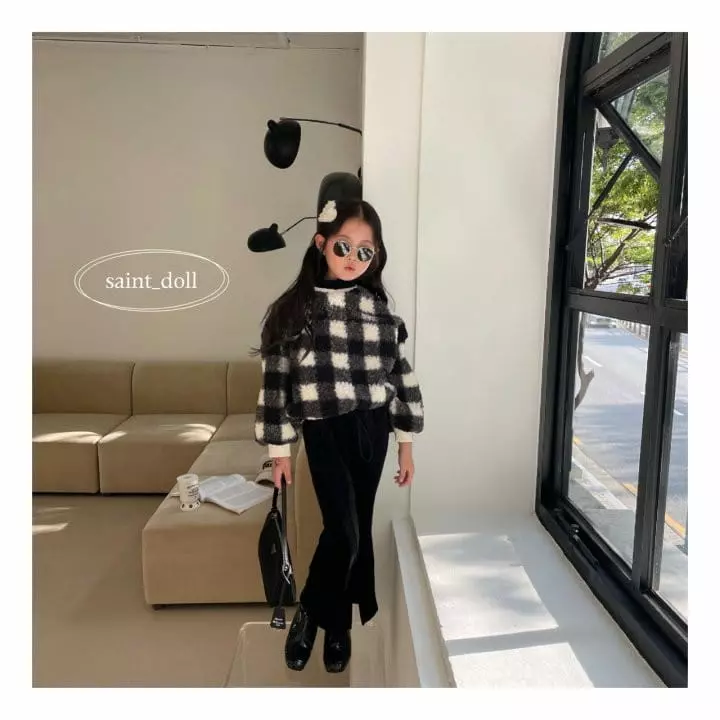 Saint Doll - Korean Children Fashion - #todddlerfashion - Check Fleece Sweatshirt - 9