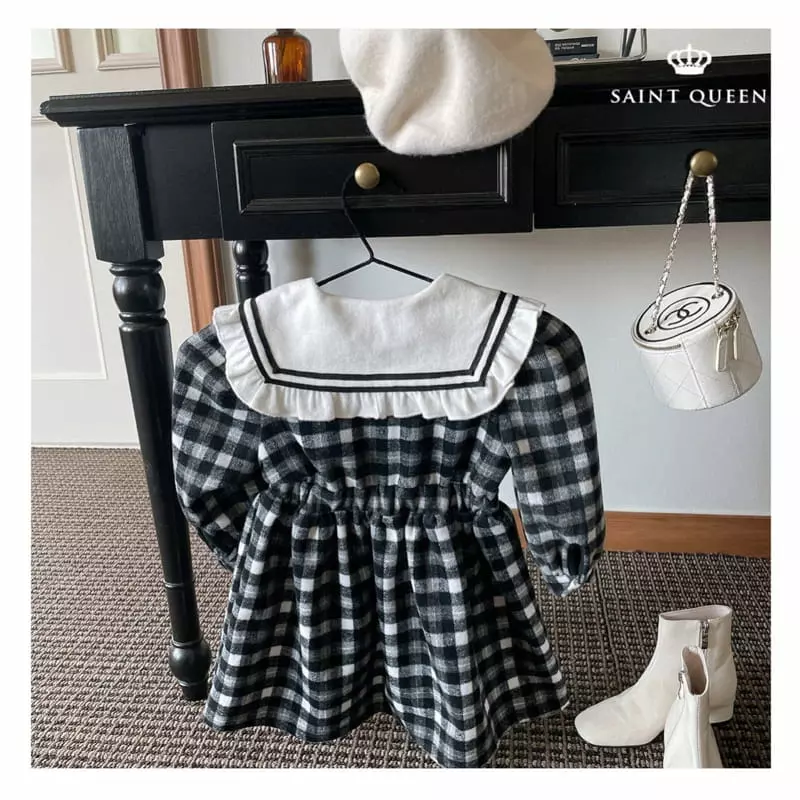 Saint Queen - Korean Children Fashion - #childofig - Check Sailor One-piece - 3