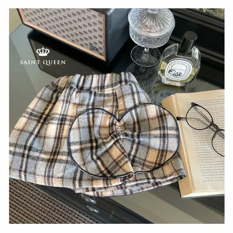 Saint Queen - Korean Children Fashion - #childofig - Heart Check Skirt