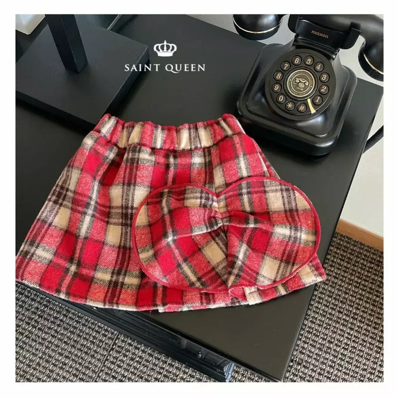 Saint Queen - Korean Children Fashion - #childrensboutique - Heart Check Skirt - 2