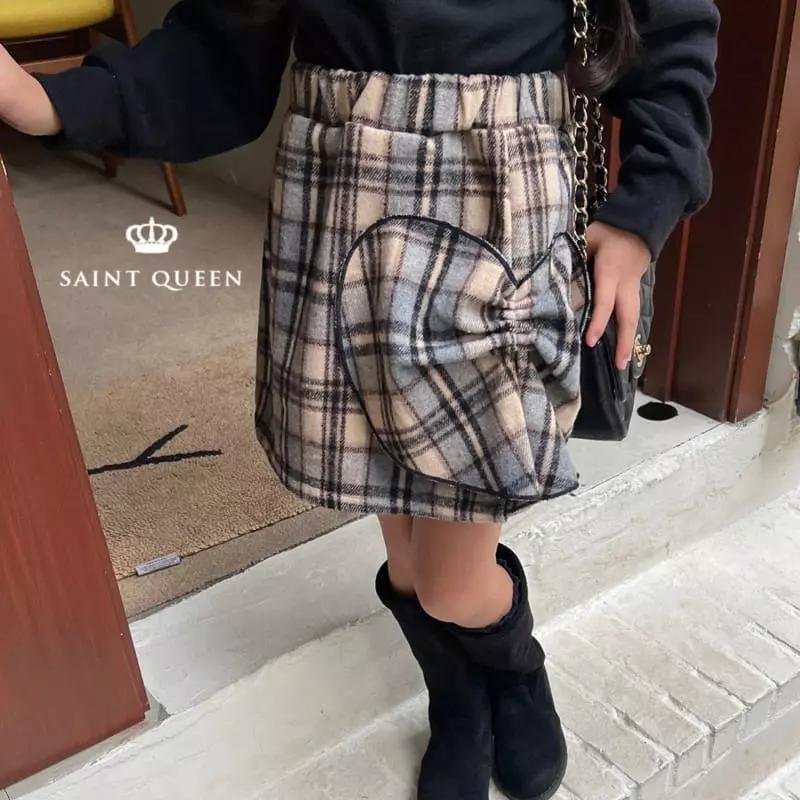 Saint Queen - Korean Children Fashion - #designkidswear - Heart Check Skirt - 3