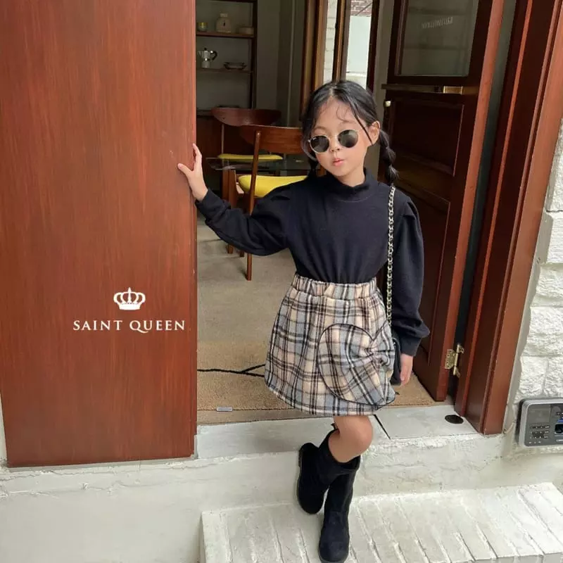 Saint Queen - Korean Children Fashion - #designkidswear - Heart Check Skirt - 4