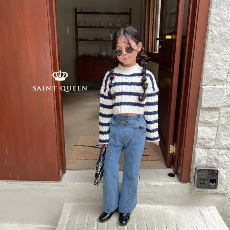 Saint Queen - Korean Children Fashion - #littlefashionista - Denim Slit Pants - 8
