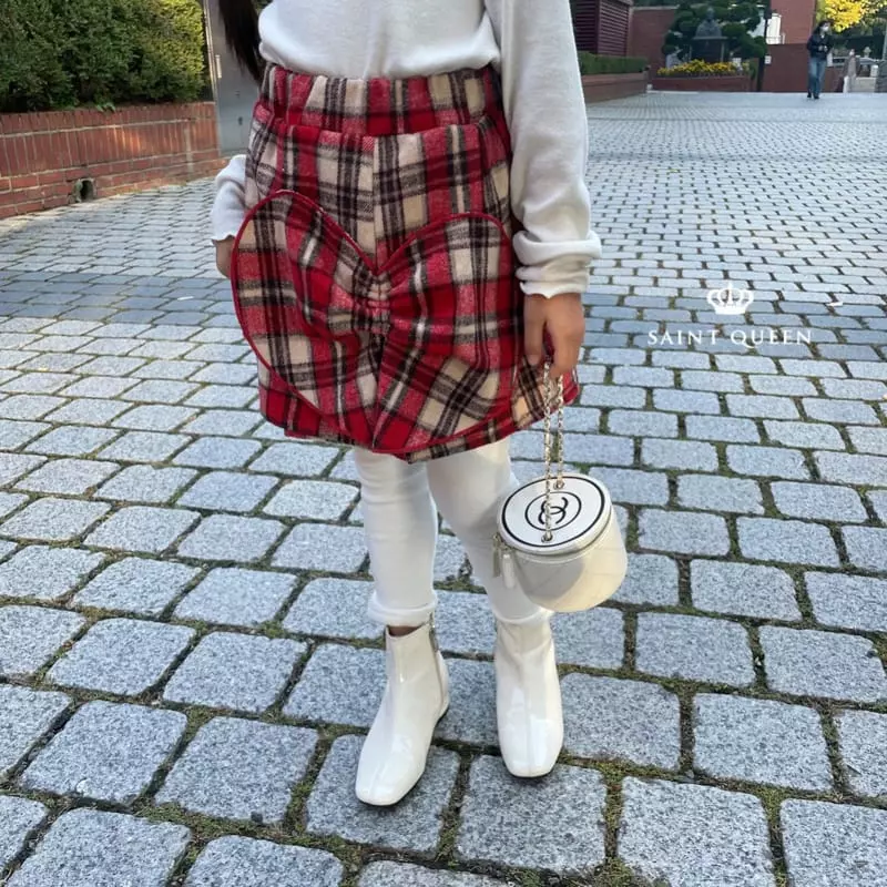 Saint Queen - Korean Children Fashion - #magicofchildhood - Heart Check Skirt - 11