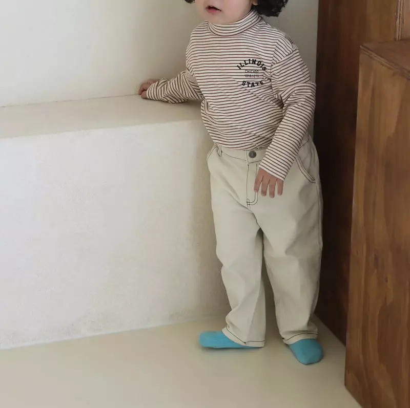 Sewing B - Korean Children Fashion - #kidzfashiontrend - Stripes Turtleneck Tee