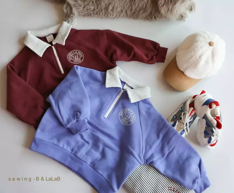 Sewing B - Korean Children Fashion - #stylishchildhood - Collar Zip-p Sweatshirt