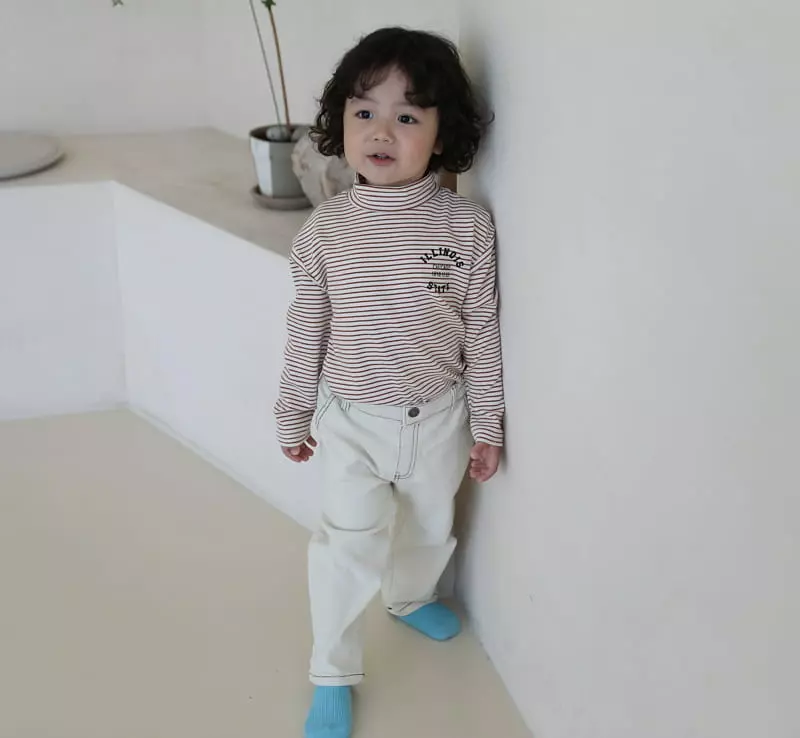 Sewing B - Korean Children Fashion - #stylishchildhood - Stripes Turtleneck Tee - 9
