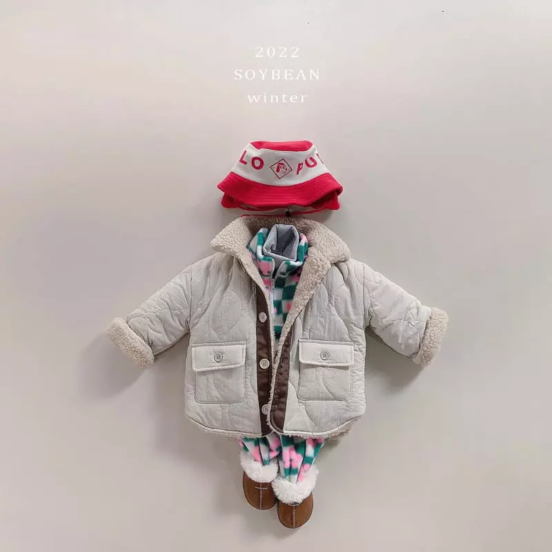 Soybean - Korean Children Fashion - #Kfashion4kids - Checker Fleece Top Bottom Set - 6
