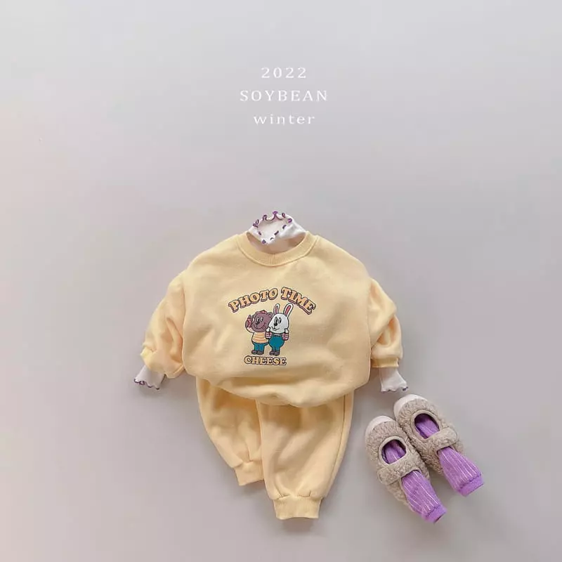 Soybean - Korean Children Fashion - #Kfashion4kids - Fleece Photo Time Top Bottom Set - 3