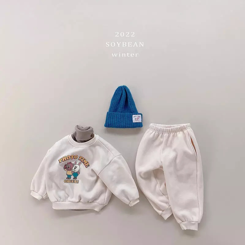Soybean - Korean Children Fashion - #childofig - Fleece Photo Time Top Bottom Set - 8