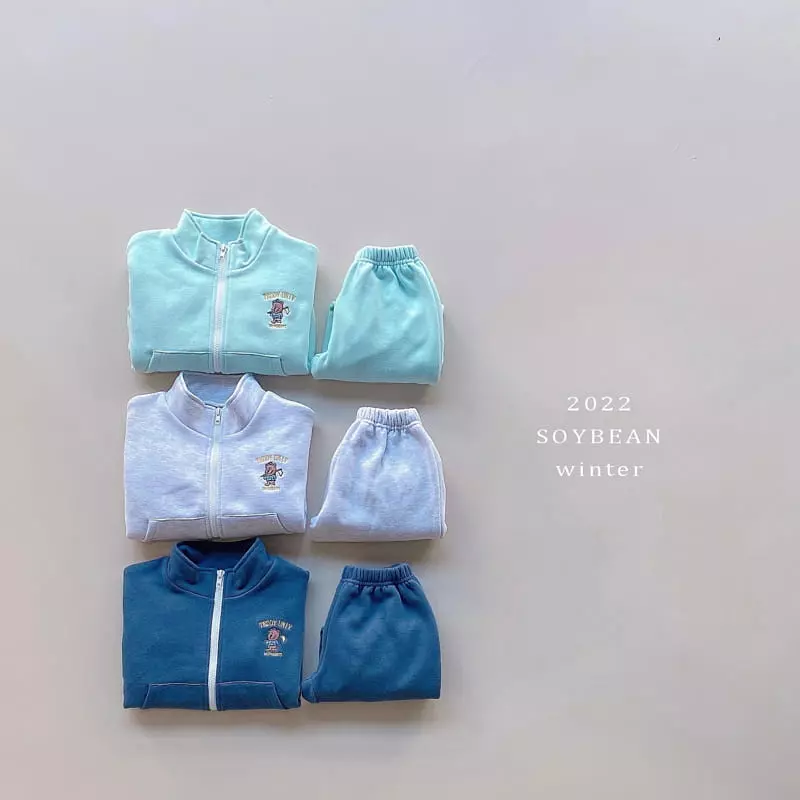 Soybean - Korean Children Fashion - #childrensboutique - Fleece Teddy Top Bottom Set - 9