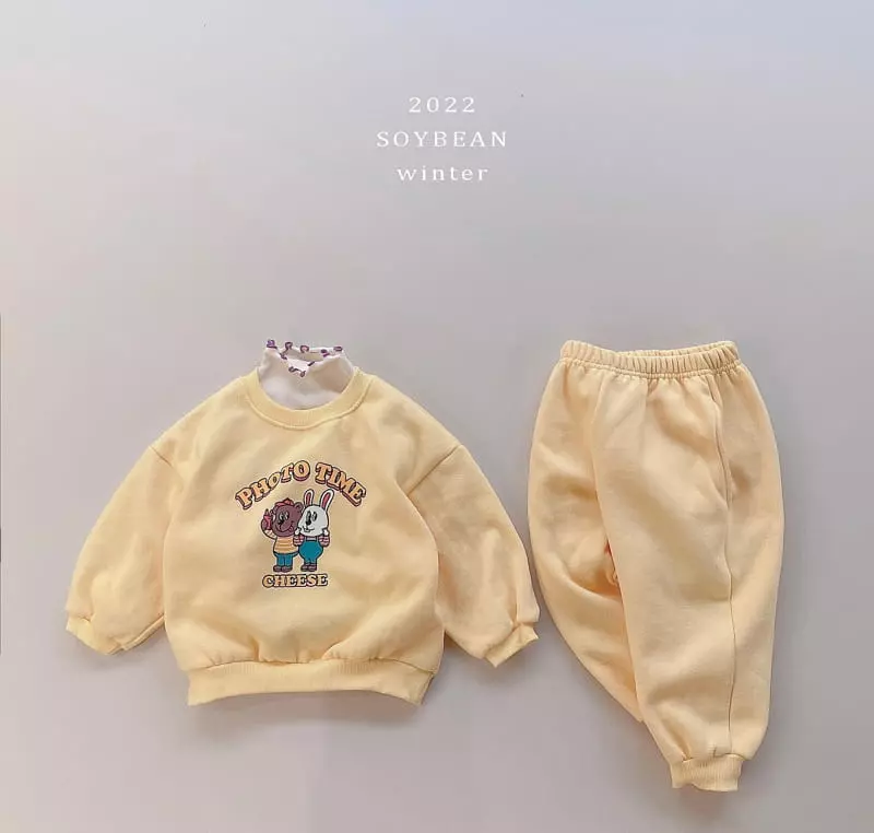 Soybean - Korean Children Fashion - #childrensboutique - Fleece Photo Time Top Bottom Set - 10
