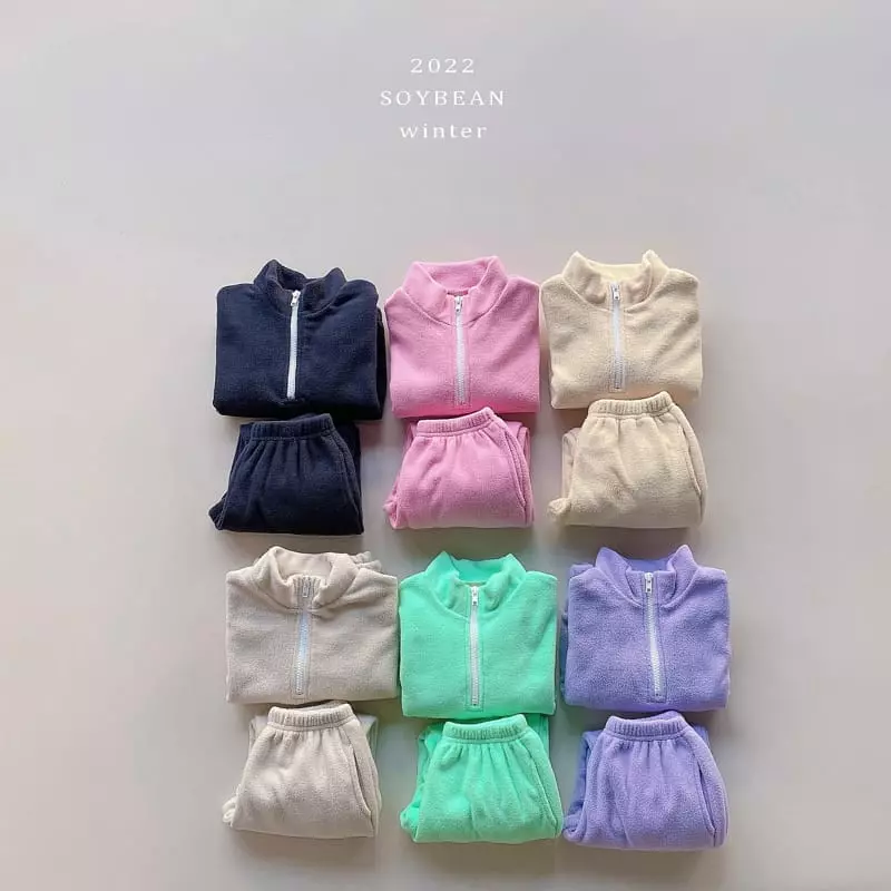 Soybean - Korean Children Fashion - #designkidswear - Loose Fir Fleece Top Bottom Set - 10