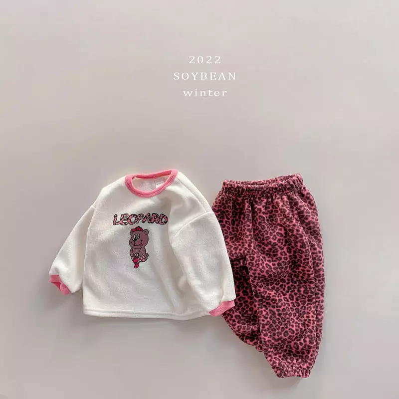 Soybean - Korean Children Fashion - #designkidswear - Leopard Good Top Bottom Set - 4