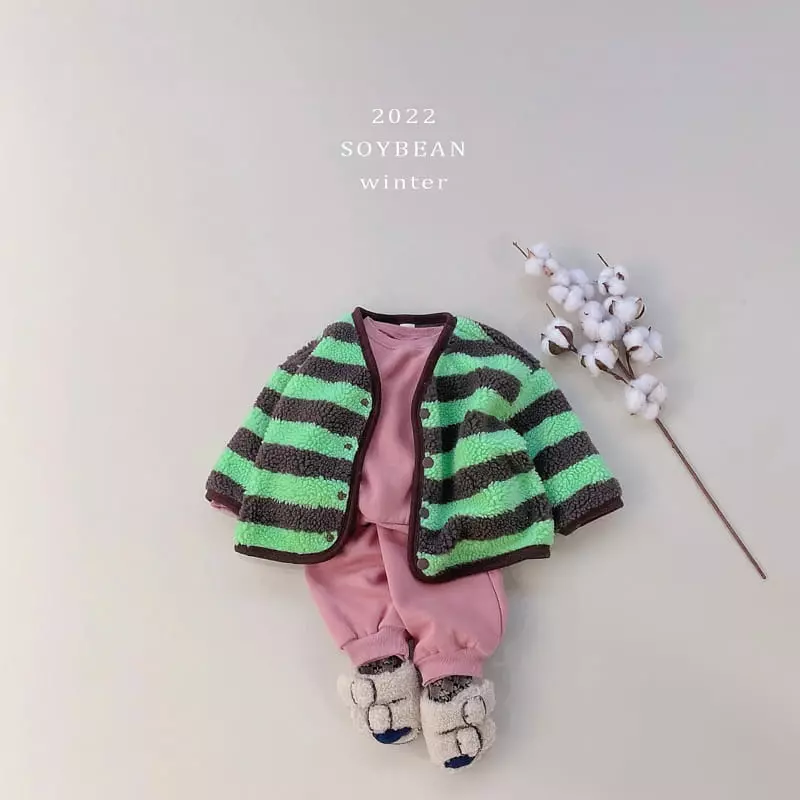 Soybean - Korean Children Fashion - #discoveringself - Fleece Rolly Pop Top Bottom Set - 3