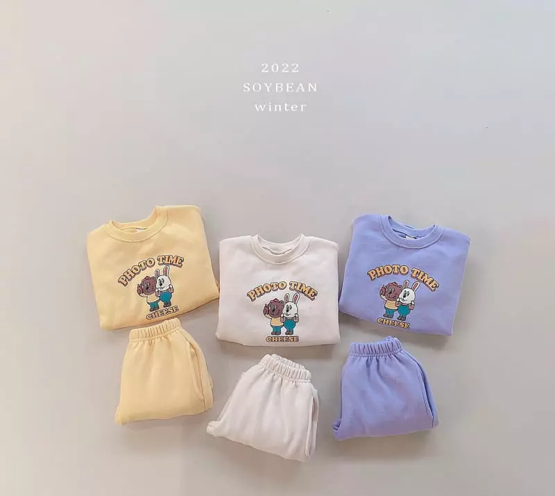 Soybean - Korean Children Fashion - #discoveringself - Fleece Photo Time Top Bottom Set - 12