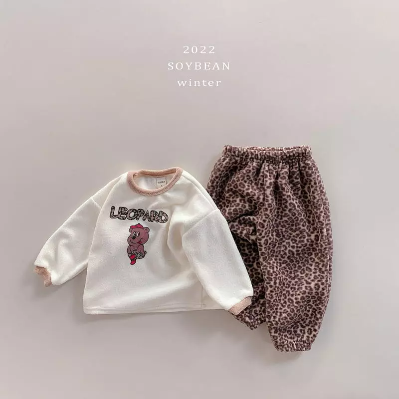 Soybean - Korean Children Fashion - #fashionkids - Leopard Good Top Bottom Set - 5