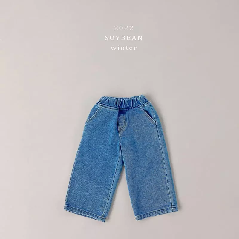 Soybean - Korean Children Fashion - #kidsshorts - Fleece Wide Jeans - 7