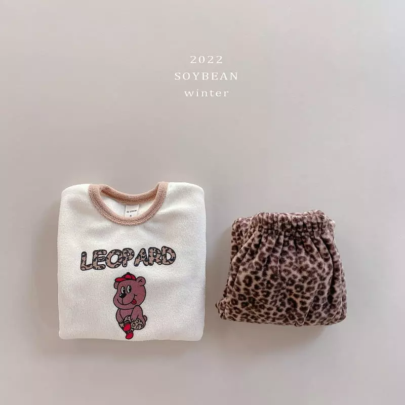 Soybean - Korean Children Fashion - #littlefashionista - Leopard Good Top Bottom Set - 10