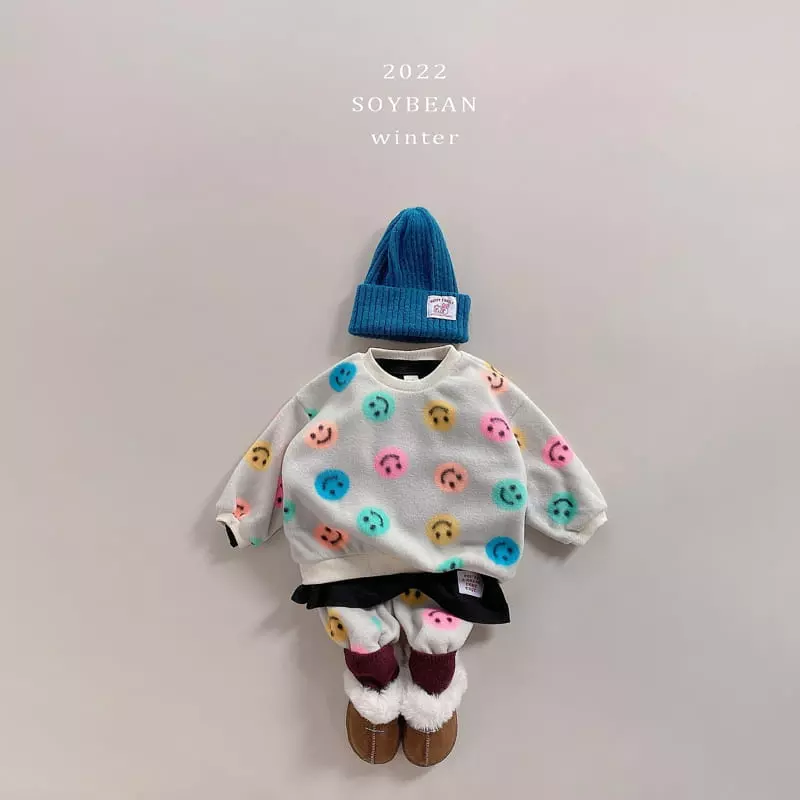 Soybean - Korean Children Fashion - #magicofchildhood - Smile Fleece Top Bottom Set
