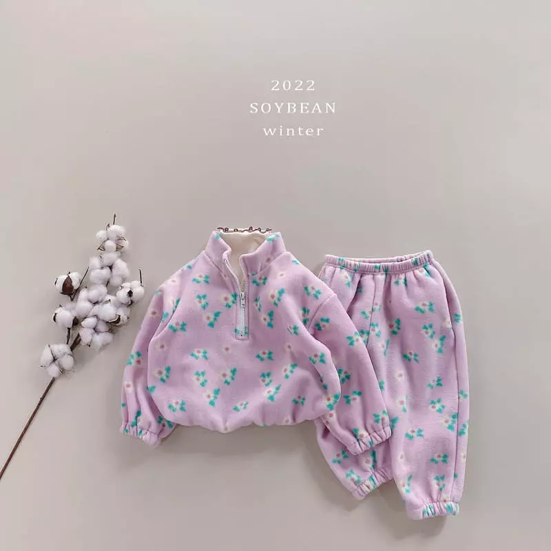 Soybean - Korean Children Fashion - #stylishchildhood - Winter Fleece Top Bottom Set - 5