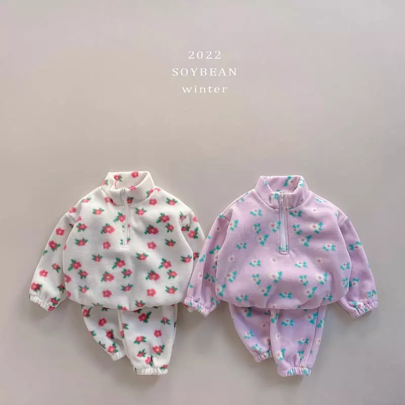 Soybean - Korean Children Fashion - #todddlerfashion - Winter Fleece Top Bottom Set - 4