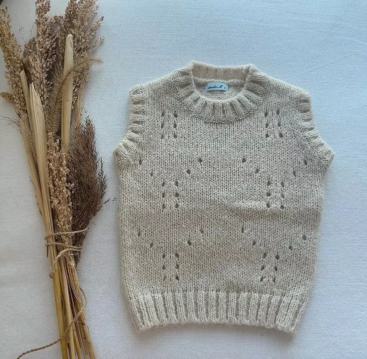 Studio M - Korean Children Fashion - #childofig - Rose Knit Vest - 2