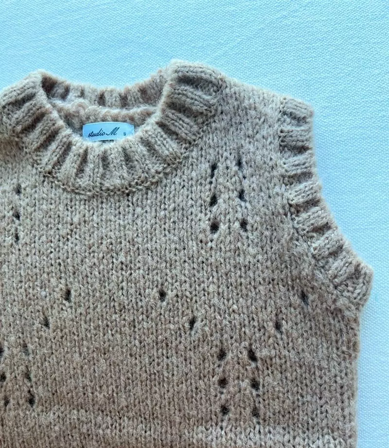 Studio M - Korean Children Fashion - #kidsshorts - Rose Knit Vest - 8