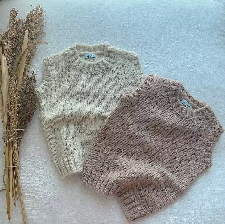 Studio M - Korean Children Fashion - #kidzfashiontrend - Rose Knit Vest - 10