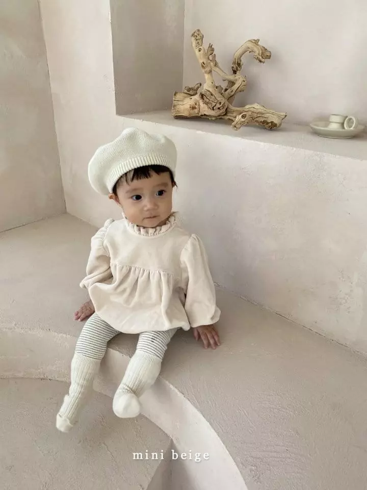 The Beige - Korean Baby Fashion - #smilingbaby -  Mini Veloure Bodysuit - 4