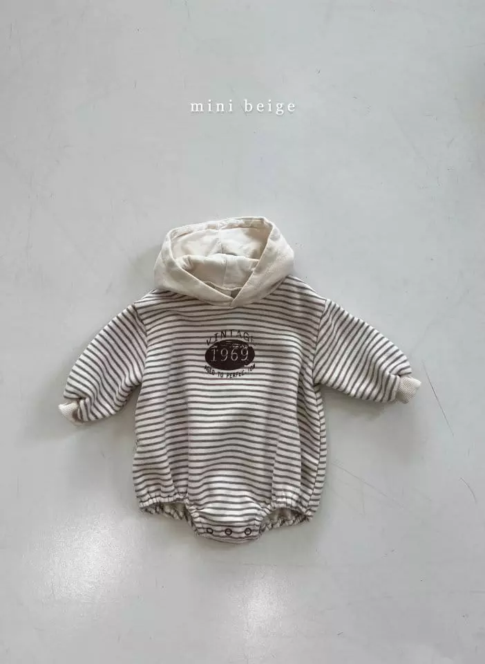 The Beige - Korean Baby Fashion - #babyboutique - Mini Stripes Hoody Bodysuit - 3