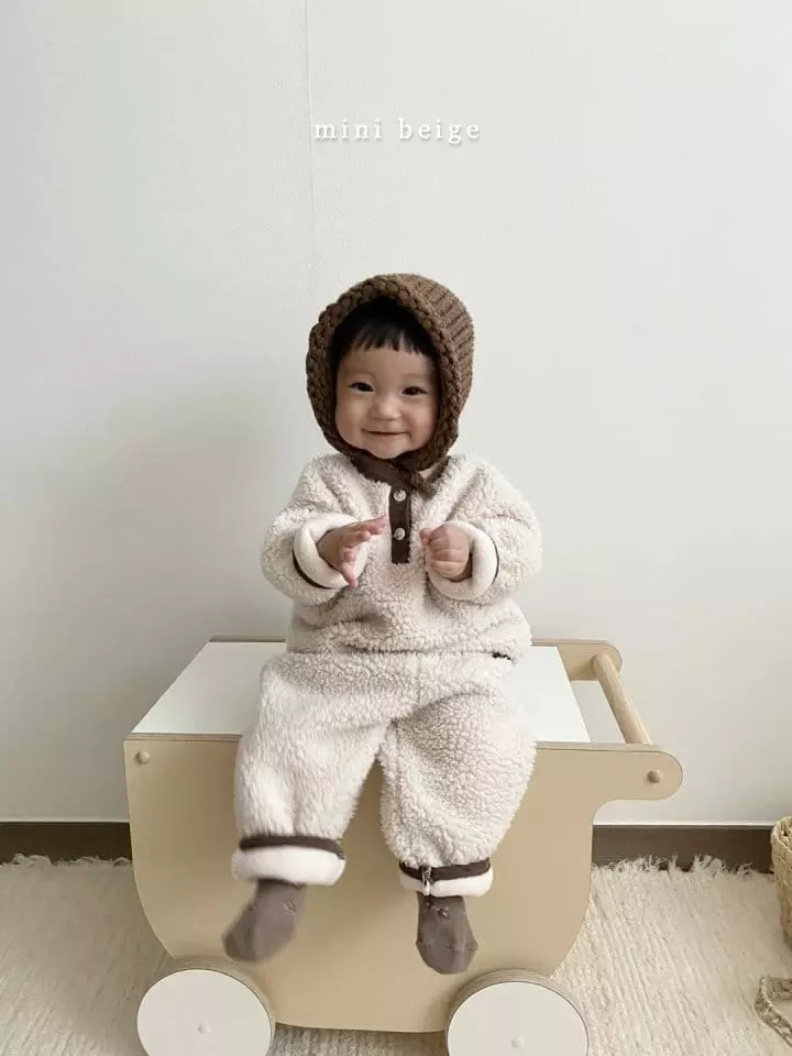 The Beige - Korean Baby Fashion - #babyclothing - Mini Fleece Top Bottom Set - 12