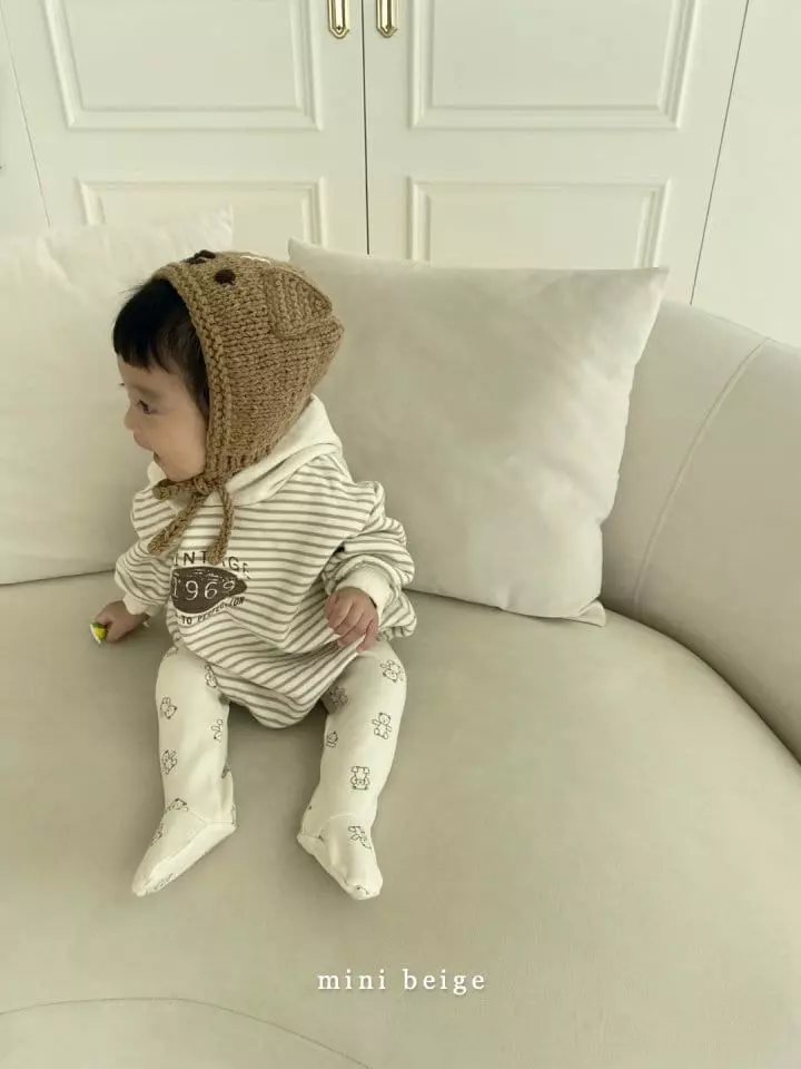 The Beige - Korean Baby Fashion - #babyclothing - Mini Stripes Hoody Bodysuit - 5