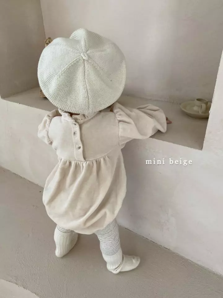 The Beige - Korean Baby Fashion - #babyfashion -  Mini Veloure Bodysuit - 7