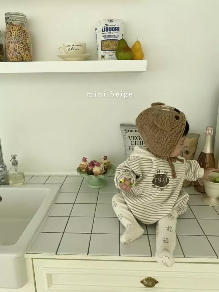 The Beige - Korean Baby Fashion - #babyfashion - Mini Stripes Hoody Bodysuit - 6