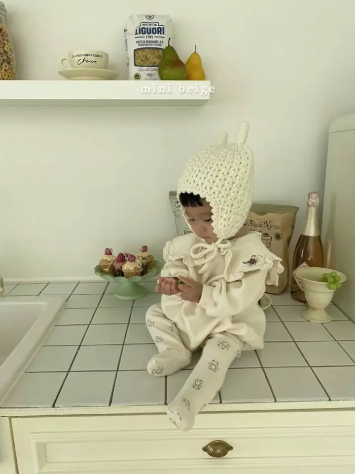 The Beige - Korean Baby Fashion - #babyfever - Mini Rabbit Embroidery Bodysuit - 10