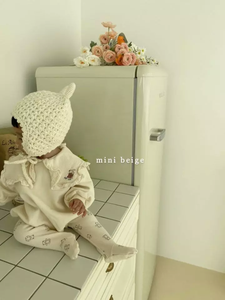 The Beige - Korean Baby Fashion - #babygirlfashion - Mini Rabbit Embroidery Bodysuit - 11
