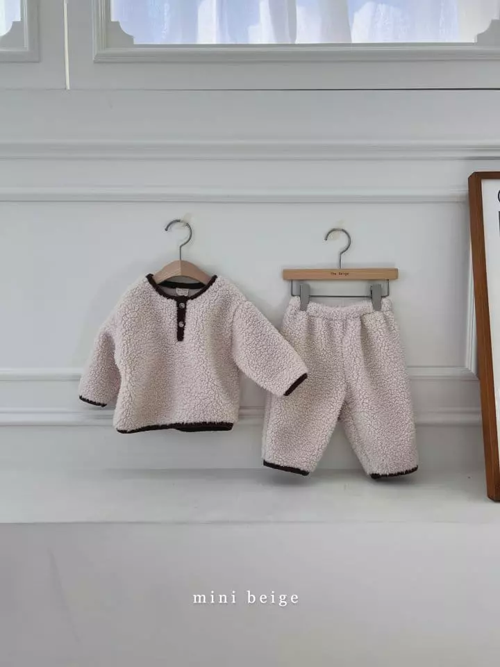 The Beige - Korean Baby Fashion - #babylifestyle - Mini Fleece Top Bottom Set