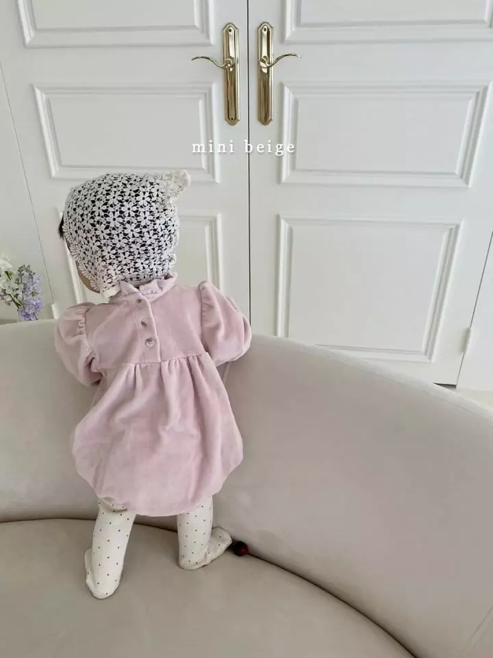 The Beige - Korean Baby Fashion - #babylifestyle -  Mini Veloure Bodysuit - 10