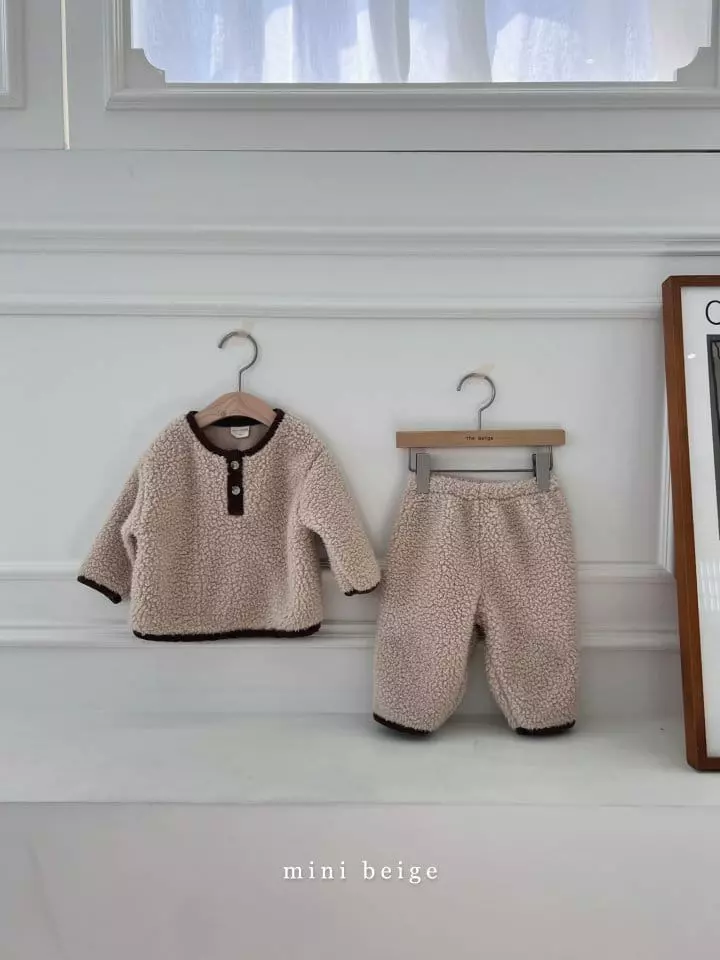 The Beige - Korean Baby Fashion - #babyoninstagram - Mini Fleece Top Bottom Set - 2