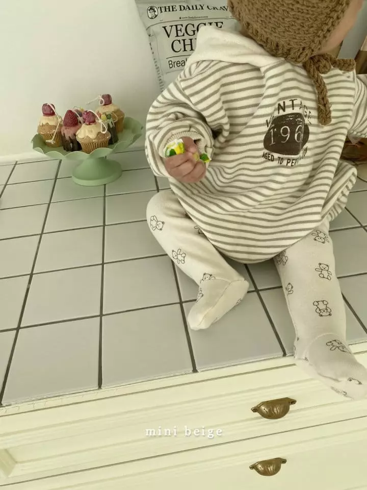 The Beige - Korean Baby Fashion - #babyoninstagram - Mini Stripes Hoody Bodysuit - 10