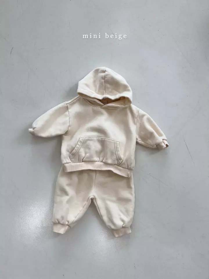 The Beige - Korean Baby Fashion - #babyootd - Mini Fleece Hoody Set - 2