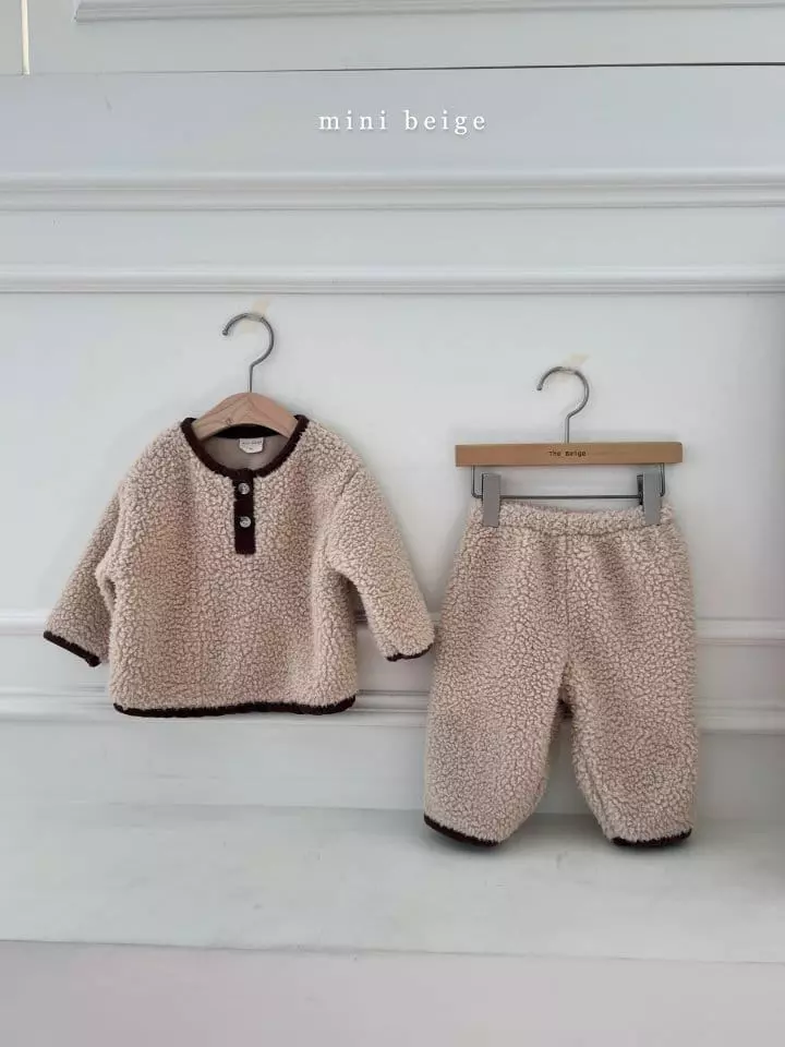 The Beige - Korean Baby Fashion - #babyootd - Mini Fleece Top Bottom Set - 4