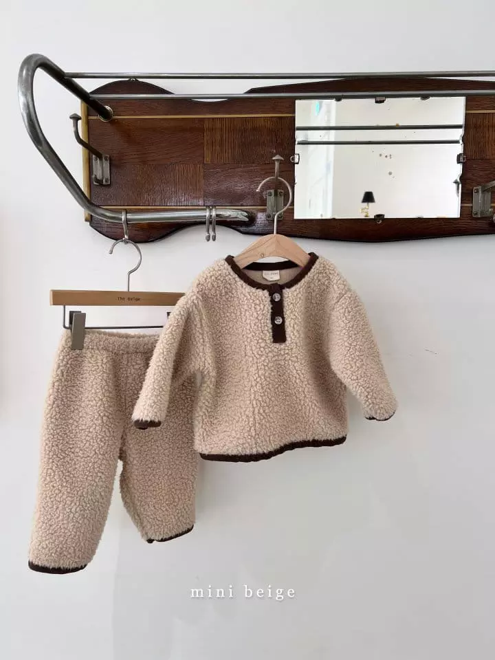 The Beige - Korean Baby Fashion - #babyoutfit - Mini Fleece Top Bottom Set - 5