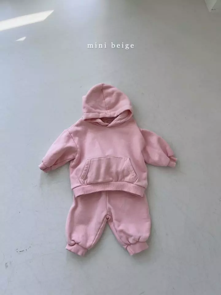 The Beige - Korean Baby Fashion - #babyoutfit - Mini Fleece Hoody Set - 3