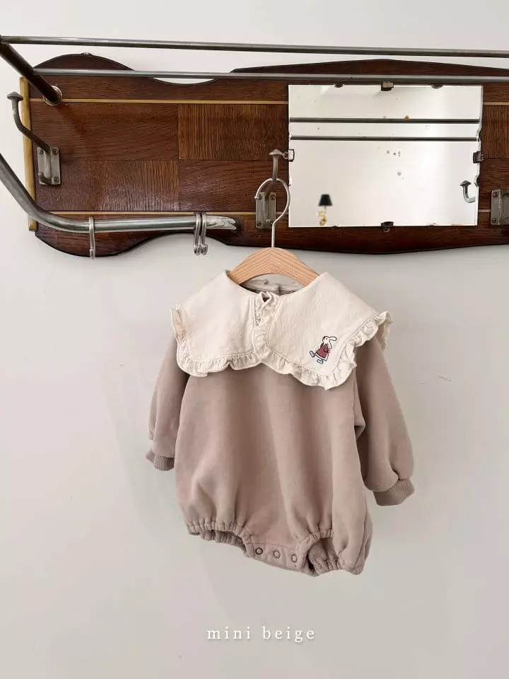 The Beige - Korean Baby Fashion - #babyoutfit - Mini Rabbit Embroidery Bodysuit