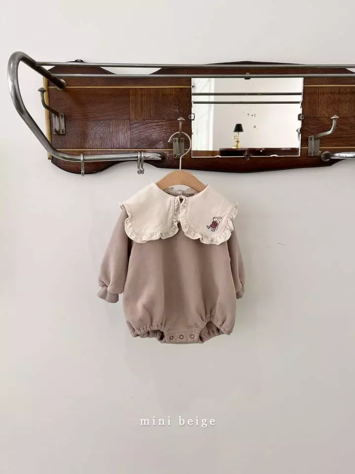 The Beige - Korean Baby Fashion - #babywear - Mini Rabbit Embroidery Bodysuit - 2