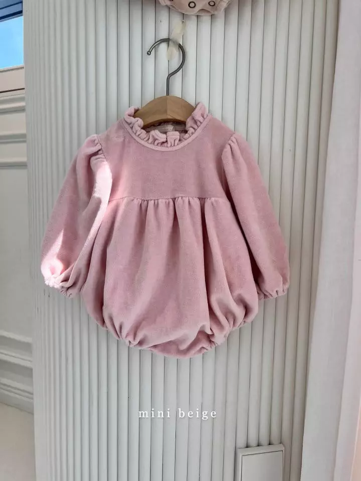 The Beige - Korean Baby Fashion - #onlinebabyshop -  Mini Veloure Bodysuit - 2