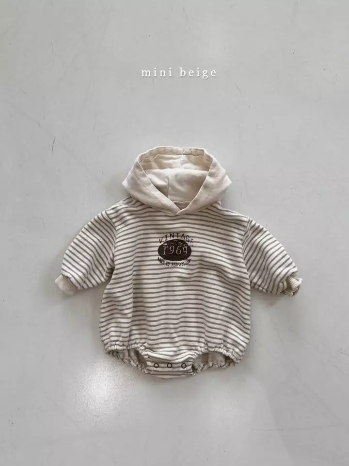 The Beige - Korean Baby Fashion - #onlinebabyshop - Mini Stripes Hoody Bodysuit