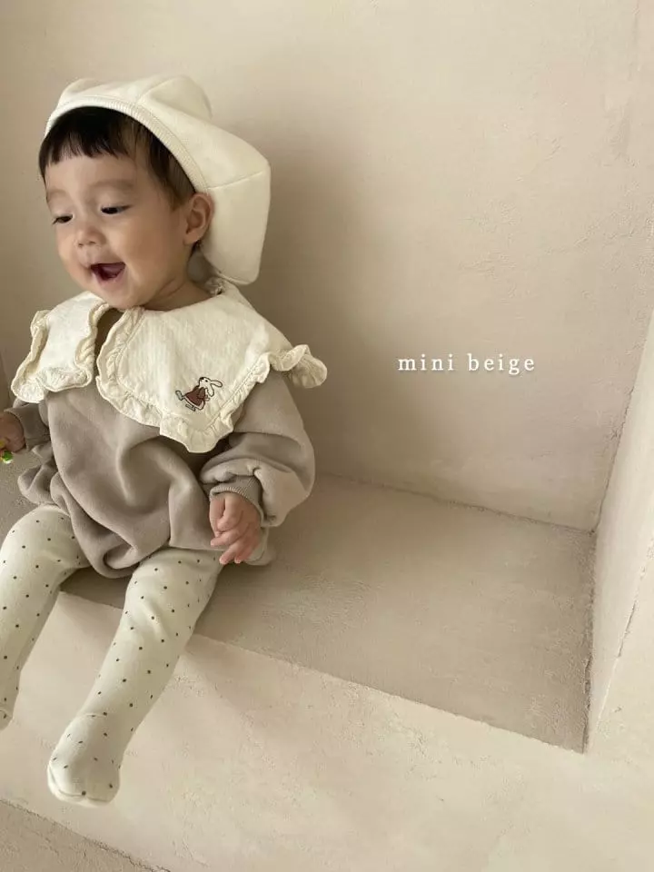 The Beige - Korean Baby Fashion - #smilingbaby - Mini Rabbit Embroidery Bodysuit - 5